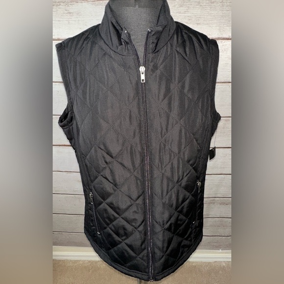 Relativity Outerwear Black Quilted Vest  Petite Large , Lightweight, Warm , Cute - Picture 1 of 5